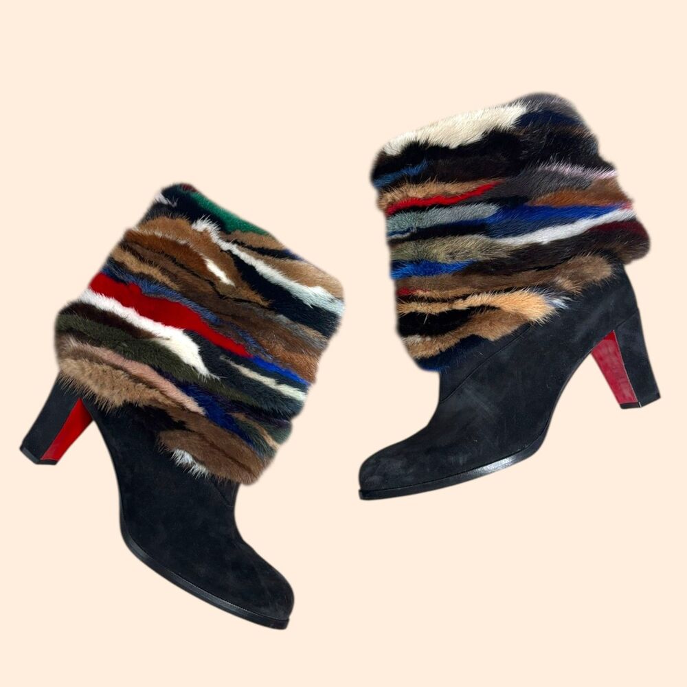 Christian Louboutin Mink Fur Ankle Booties